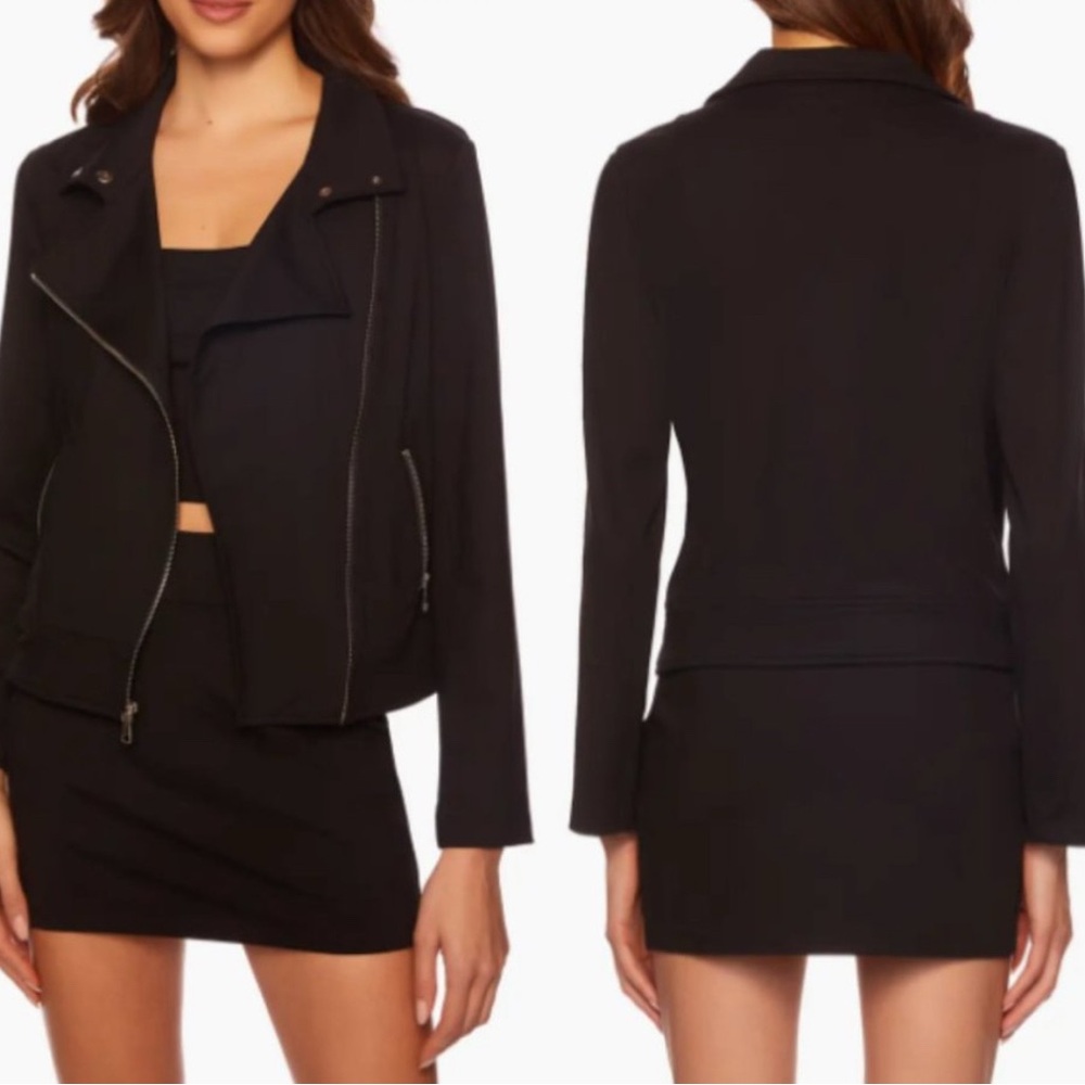 Splendid Asymmetrical Stretch Knit Moto Jacket